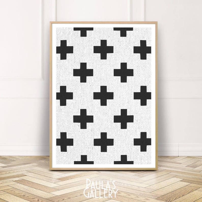 Swiss Cross Printscandinavian Minimalist Decorblack Image 0