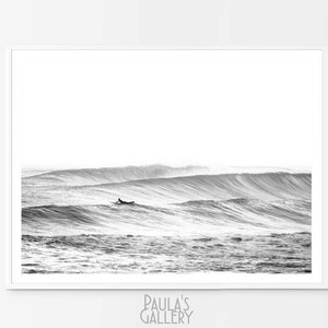 Surf Art Printable, Surf Wall Art, Black White Photography, Surf Poster, Digital Prints, Ocean, Waves, Home Decor
