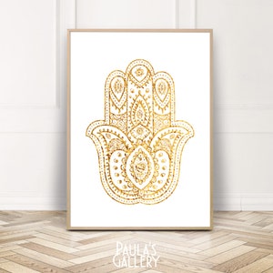 Hamsa Hand Digital Print, Fatima Hand Wall Art, Printable Instant Download, Hindu Home Decor, Spiritual Gift