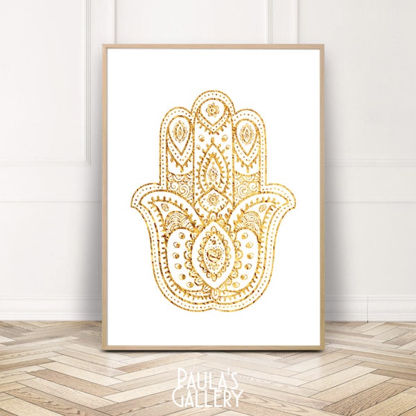 Impression numérique à la main Hamsa, à la main de Fatima Wall Art, Instant imprimable Télécharger, hindou Home Decor, Don spirituel