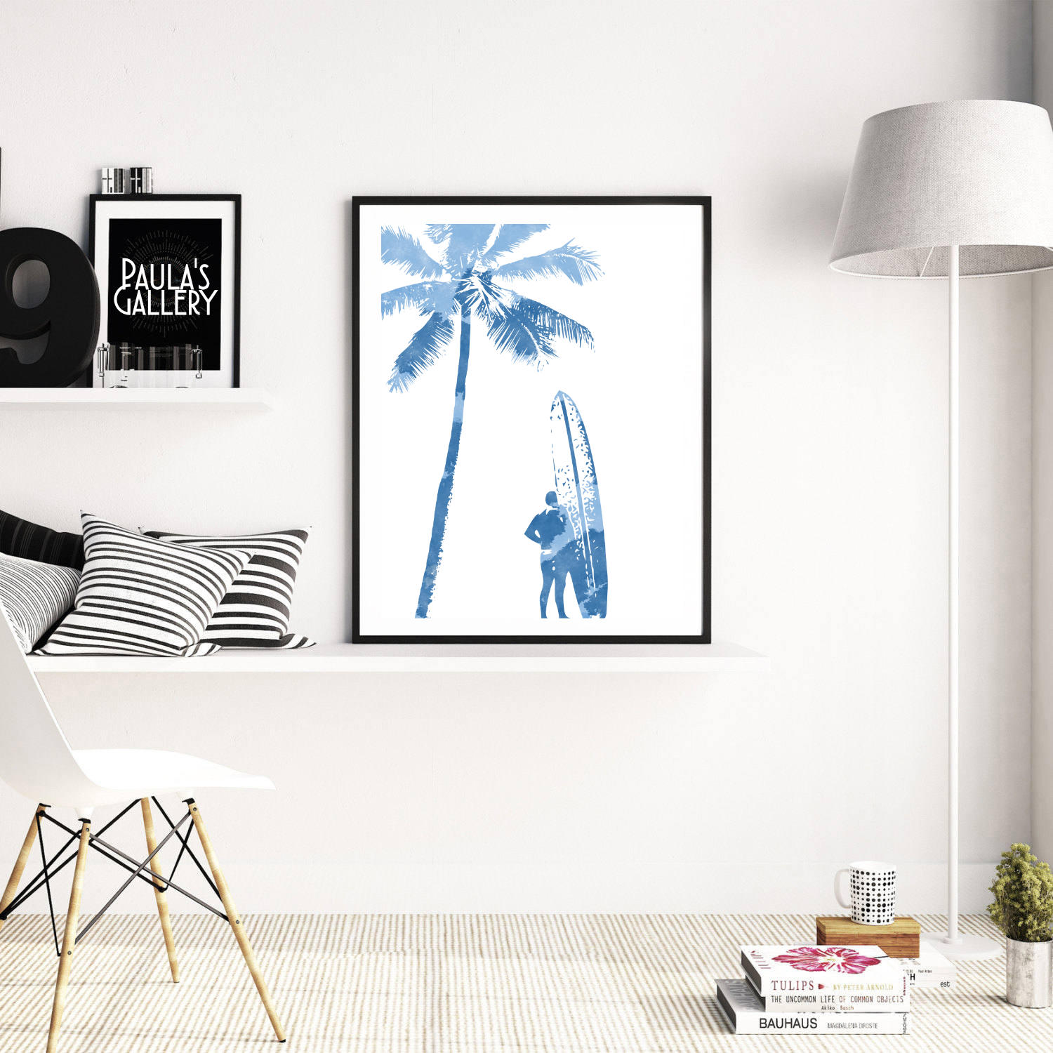 Surf Art Print Vintage Surf Wall Art Palm Tree Poster Etsy