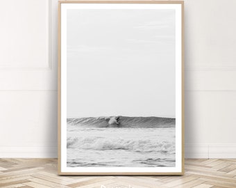 Surfen Poster, Brandung Art Print, Ozean Welle Fotografie, druckbare herunterladbare, Küsten Wohnkultur, schwarz weiß Strand Wandkunst