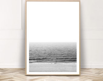 Ocean Photography, Beach Print, Ocean Wall Art, Coastal Poster, Printable Wall Decor, Sea Art, Black White