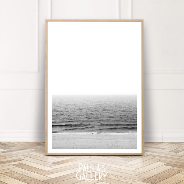 Ocean Photography, Beach Print, Ocean Wall Art, Coastal Poster, Printable Wall Decor, Sea Art, Black White