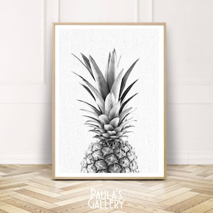 Pineapple Tropical Wall Art Print,Black White Printable Photography,Botanical Home Decor,Digital Prints,Instant Download,Gift for Her