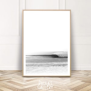 Fotografia dell'oceano, stampa di onde in bianco e nero, poster di surf, decorazione murale di surf, stampa di spiaggia, arte murale costiera, download digitale