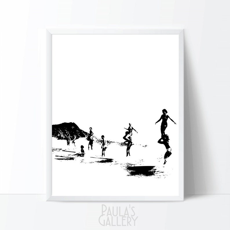 Vintage Surf Poster, Surf Print, druckbare Surf-Kunst, schwarz weiß Wohnkultur, Digitaldrucke, moderne minimalistisch, Kunst-Geschenk, druckbare Download Bild 2