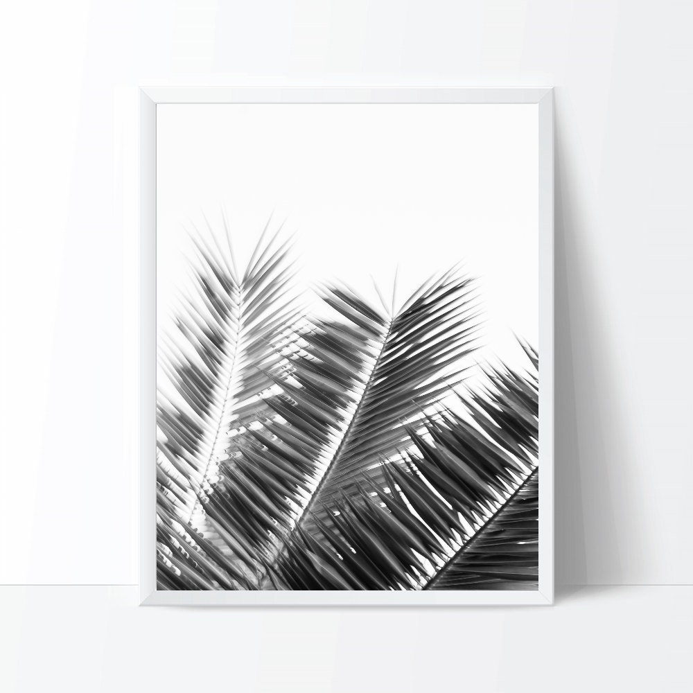 Palm Leaf Print Palm Tree Wall Art Black White Palm Decor | Etsy