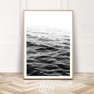 Ocean Photography Print, Ocean Wall Art, Sea Poster, Printable Coastal Decor, Black White Seascape, Ocean Water Art
