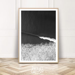 Surf Print Photography, Surf Art, Ocean Printable Wall Art, Black White Wave Poster, Coastal Decor, Digital prints,