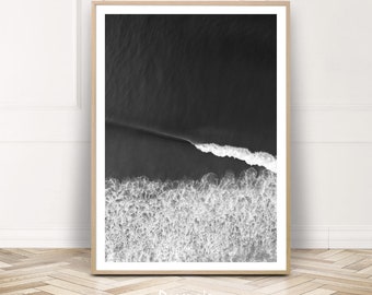 Surf Print Photography, Surf Art, Ocean Printable Wall Art, Black White Wave Poster, Coastal Decor, Digital prints,