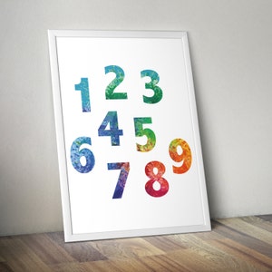 Numbers Printable Poster • Children&#39;s Playroom Printable Poster • Classroom Printable Poster • Signs • 4x6, 5x7, 8x10, 11x14, 24x36