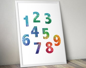 Numbers Printable Poster • Children's Playroom Printable Poster • Classroom Printable Poster • Signs • 4x6, 5x7, 8x10, 11x14, 24x36