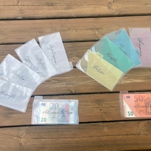 Individually or in batches - Transparent wallet budget envelopes with personalized tabs Laminated