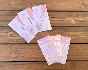 Partij titelpagina's en trackers voor A6 of A5 ritsenveloppen