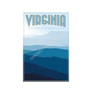 Virginia Blue Ridge View Mountains and Shenandoah Valley Travel Poster