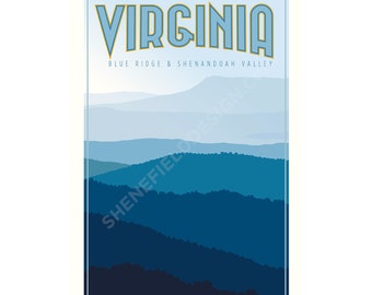 Virginia Blue Ridge View Mountains and Shenandoah Valley Travel Poster