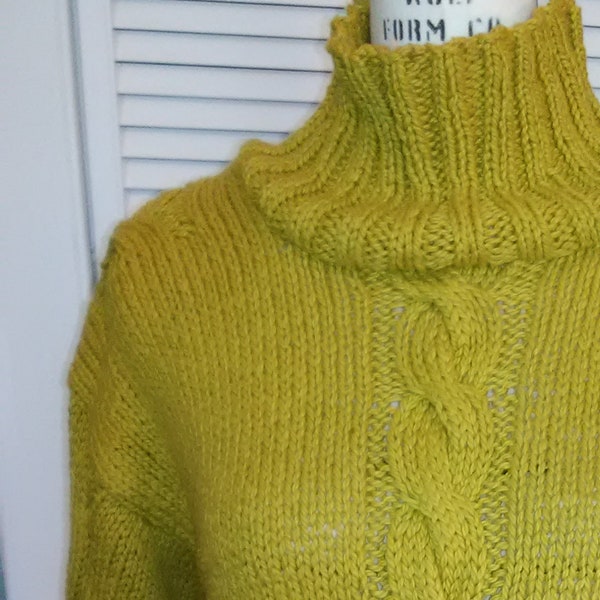 Mustard Cable Knit Sweater Cropped