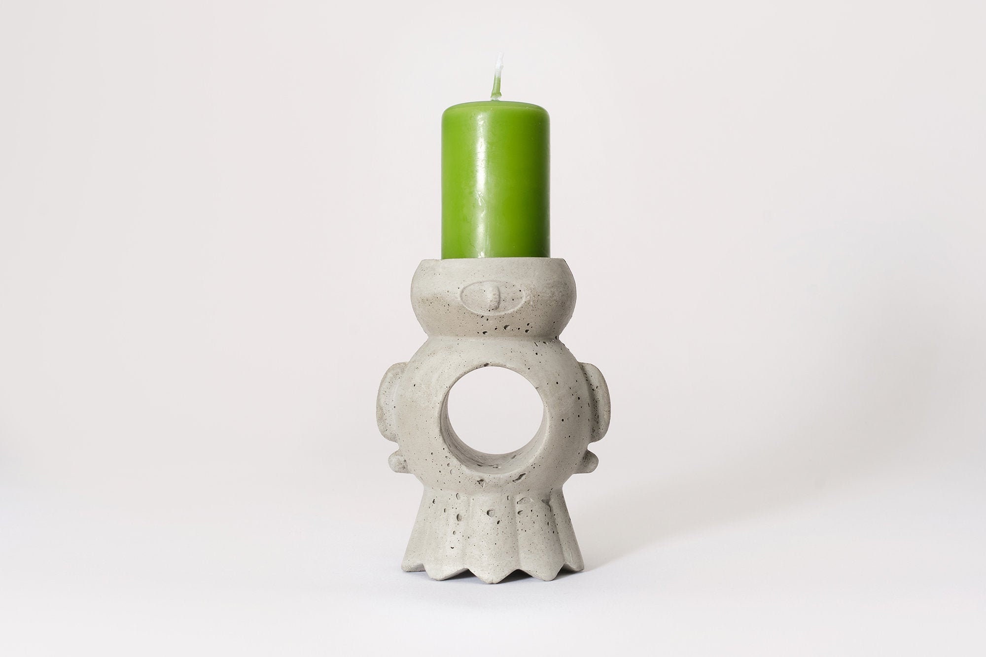 Large Concrete Candle Holder Space Theme Gray Room Decor Etsy