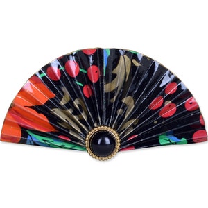 Art Paper Brooch, Fan Brooch, Paper Brooch, Origami Brooch, Paper Pin, Floral, Black, Red, Gold, Green,58456