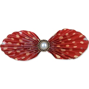 Art Paper Brooch, Paper Brooch, Origami Brooch, Paper Pin, Bow Tie, Red, Polka Dots, 58463