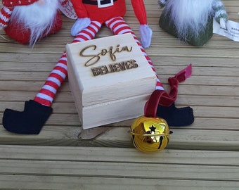 Believe Bell Wooden Box - Polar Express - Engraved personalisation