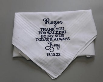 Wedding gift Hankies - personalised embroidered quote