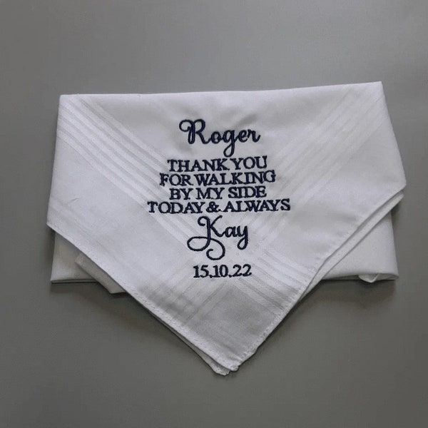 Wedding gift Hankies - personalised embroidered quote