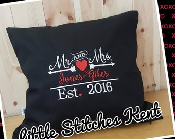 Large cushion and inner pad Mr & Mrs wedding gift personalisation valentine's gift