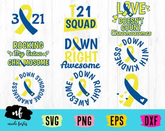 Down Syndrome Awareness Day SVG Bundle  awareness svg, t21 svg, ribbon svg, dxf, eps instant download commercial use