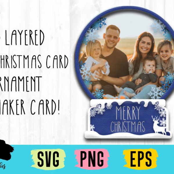 3D Christmas Photo Layer Card SVG Template