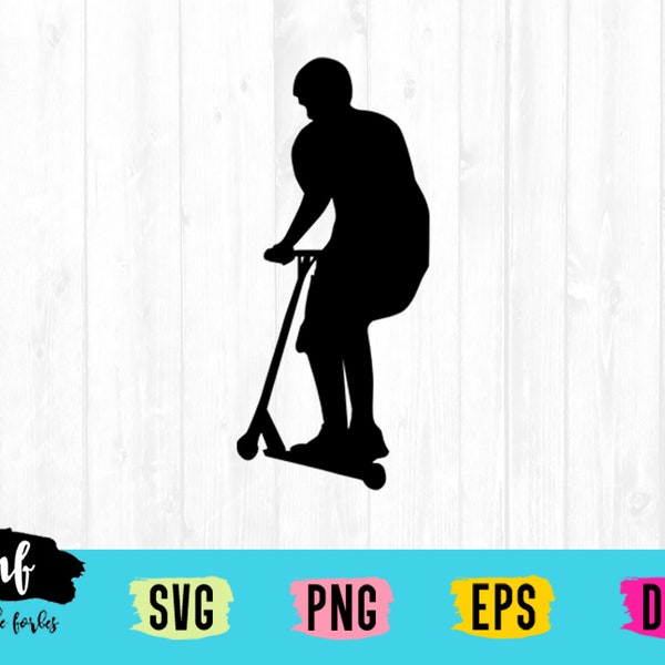 Stunt Scooter SVG Cut File, Boy svg, teen svg, preteen svg, scooter svg, skating svg, sport svg, silhouette svg, dxf, eps, digital download