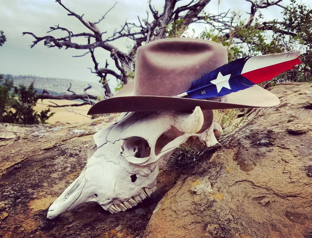 Montana Silversmiths Texas Flag Hat Feather