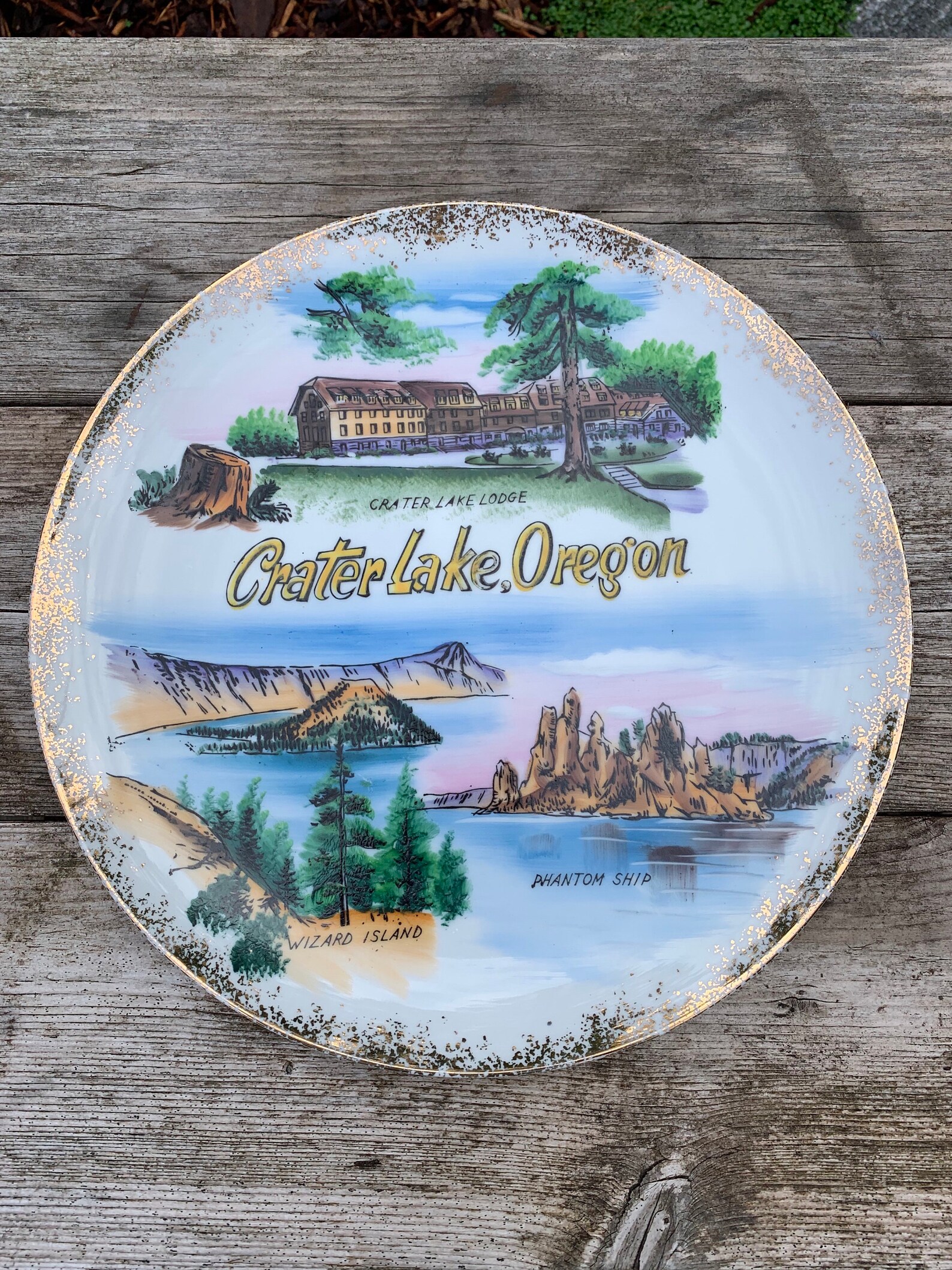 Vintage Crater Lake Oregon Collector Plate Souvenir Cater Etsy