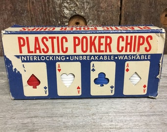 A vintage box of Ace Poker Chips, Gambling Chips