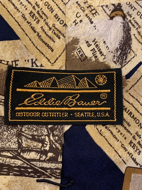 Vintage Eddie Bauer Fishing Theme Necktie, Fly Fi… - image 8