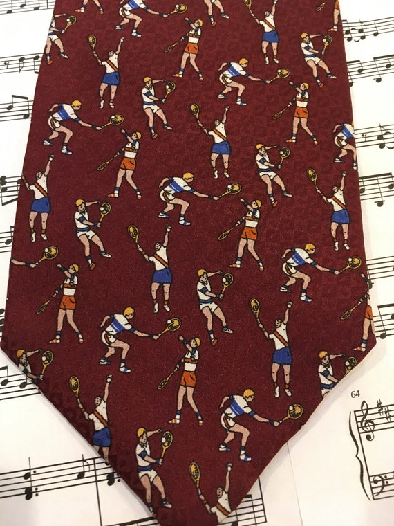 Vintage Tennis Theme Necktie by Spencer and Lowe