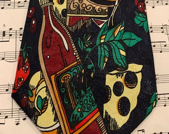 Vintage Wine Theme print Necktie, Winery Tie, Vineyard Tie