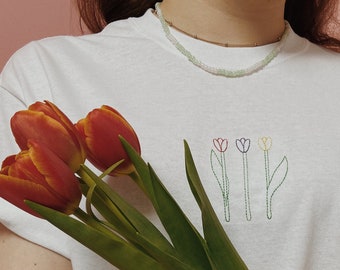 Embroidered Tulip T-Shirt