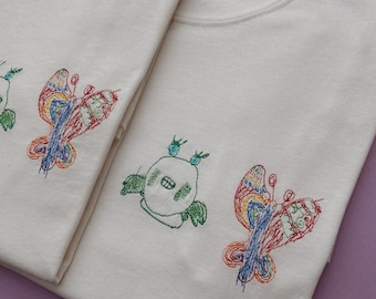 Custom Children's Drawing Embroidered T-Shirt