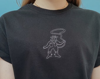 Embroidered Cowboy Cat T-Shirt