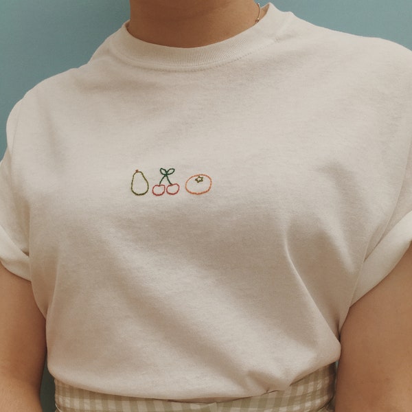 Embroidered Fruit Medley T-Shirt