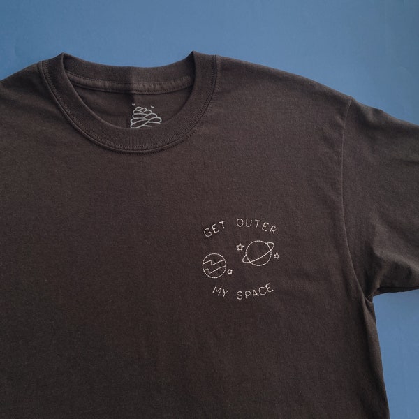 Embroidered Black "Get Outer My Space" T-Shirt