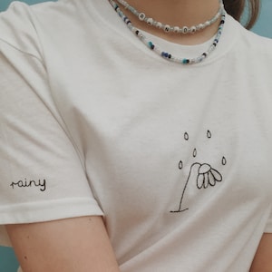 Embroidered Droopy Flower Guy T-Shirt