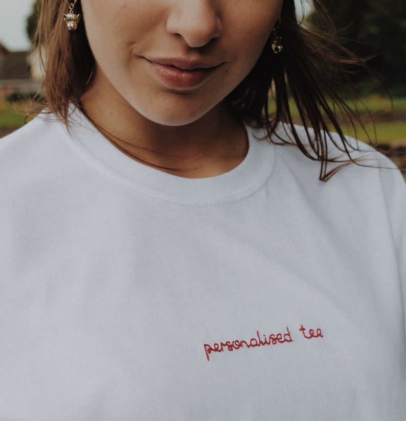 Personalised Saying Hand Embroidered T-Shirt image 7