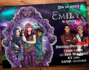 Descendants 2 Invitation, Descendants 2 Invite,Descendants 2 Party, Descendants 2 Birthday, Descendants 2 Digital, Descendants 2 Printable