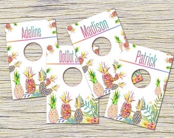 Pineapple Clothing Rack Price Hanging Dividers, Clothing Name Style Divider for Clothes Racks, Hanger Tags , White Flowers