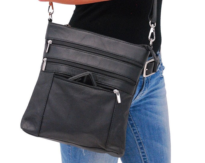 Jumbo Black Leather Cross Body iPad Purse P6030K Etsy