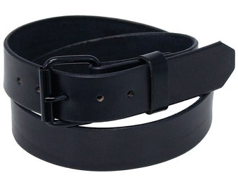 8-9 Oz Heavy Black Leather Belt With Removable Buckle #BT1979K