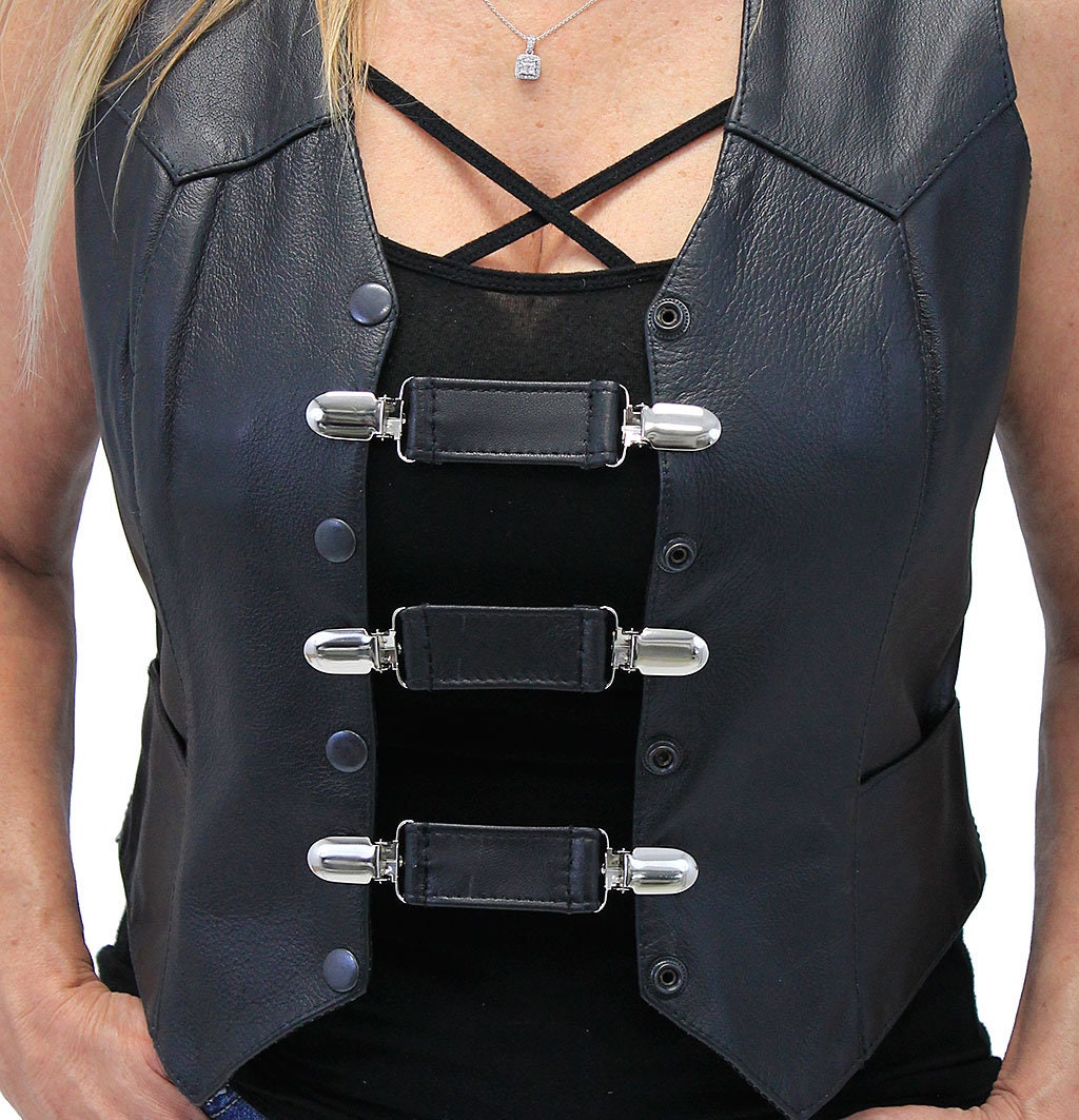 Black Leather Vest Extender With Clips Set of 3 Made in USA Etsy UK